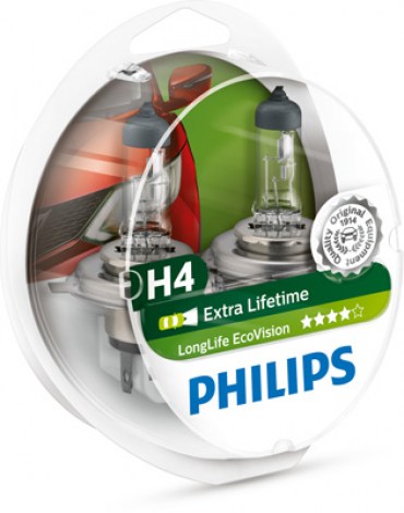 Лампа H4 Philips LongLife EcoVision (2 шт.)