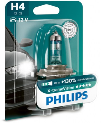 Лампа H4 PHILIPS +130% X-tremeVision 