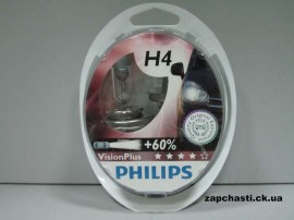 Лампа PHILIPS +60% Vision Plus 12V 60/55W H4 (2шт)