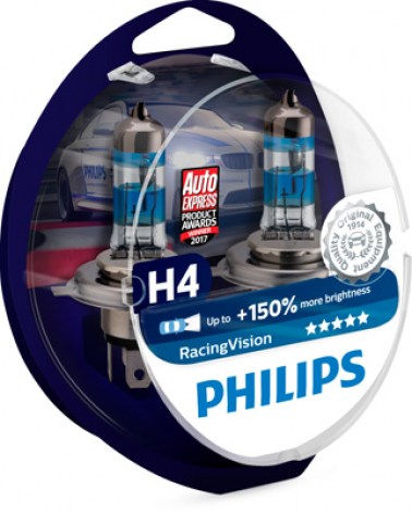 Лампа H4 PHILIPS RacingVision +150% (2шт.)