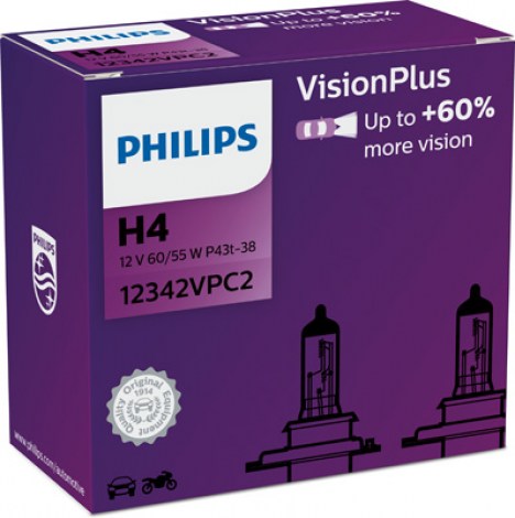 Лампа H4 PHILIPS Vision Plus (2 шт.)