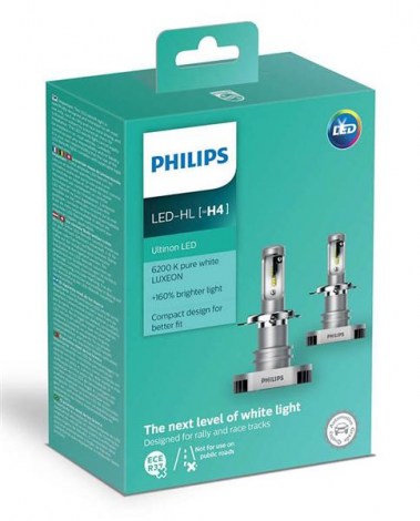 Лампа H4 Hi/Low LED cветодиодная PHILIPS Ultinon 6200K (2шт)