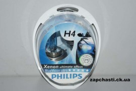 Лампа PHILIPS Blue Vision Ultra 12V 60/55W H4 (2шт)